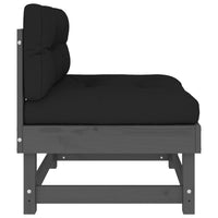 Thumbnail for Mittelsofa mit Kissen Grau Massivholz Kiefer