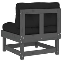 Thumbnail for Mittelsofa mit Kissen Grau Massivholz Kiefer