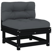 Thumbnail for Mittelsofa mit Kissen Schwarz Massivholz Kiefer