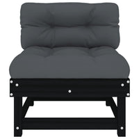 Thumbnail for Mittelsofa mit Kissen Schwarz Massivholz Kiefer