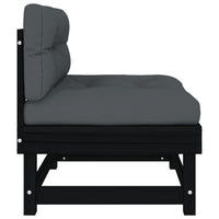Thumbnail for Mittelsofa mit Kissen Schwarz Massivholz Kiefer