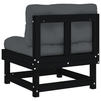 Thumbnail for Mittelsofa mit Kissen Schwarz Massivholz Kiefer