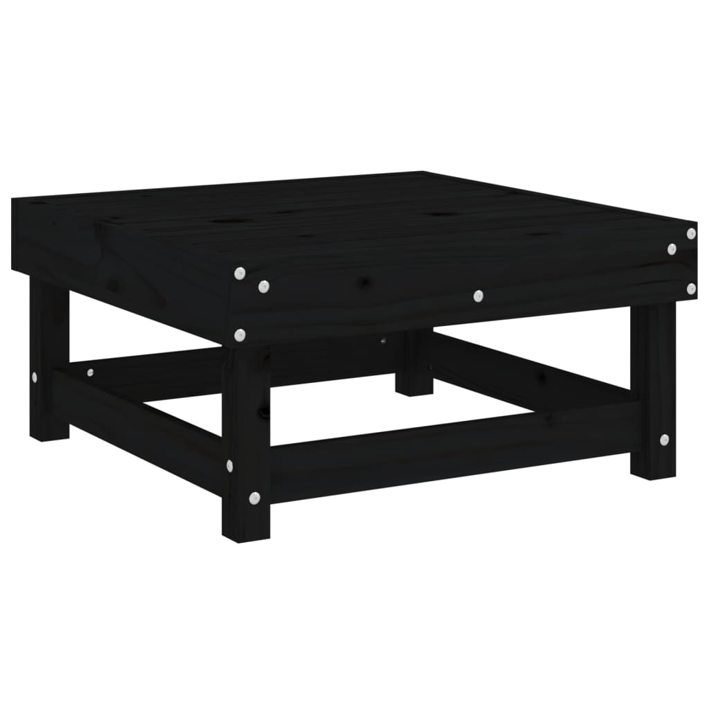 Gartenhocker mit Kissen Schwarz Massivholz Kiefer
