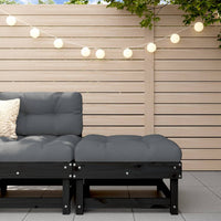 Thumbnail for Gartenhocker mit Kissen Schwarz Massivholz Kiefer