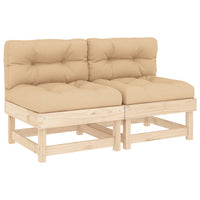 Thumbnail for Mittelsofas mit Kissen 2 Stk. Massivholz Kiefer