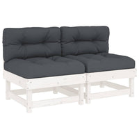 Thumbnail for Mittelsofas mit Kissen 2 Stk. Weiß Massivholz Kiefer