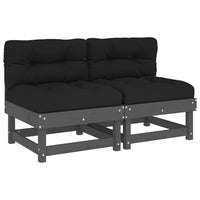 Thumbnail for Mittelsofas mit Kissen 2 Stk. Grau Massivholz Kiefer