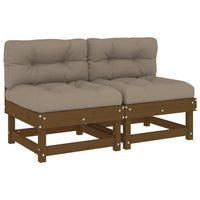Thumbnail for Mittelsofas mit Kissen 2 Stk. Honigbraun Massivholz Kiefer