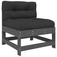 Thumbnail for Mittelsofa mit Kissen Grau Massivholz Kiefer