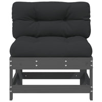 Thumbnail for Mittelsofa mit Kissen Grau Massivholz Kiefer