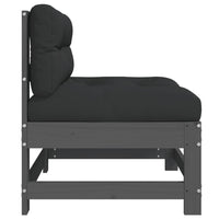 Thumbnail for Mittelsofa mit Kissen Grau Massivholz Kiefer