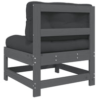 Thumbnail for Mittelsofa mit Kissen Grau Massivholz Kiefer