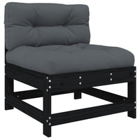 Thumbnail for Mittelsofa mit Kissen Schwarz Massivholz Kiefer