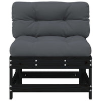 Thumbnail for Mittelsofa mit Kissen Schwarz Massivholz Kiefer