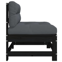 Thumbnail for Mittelsofa mit Kissen Schwarz Massivholz Kiefer