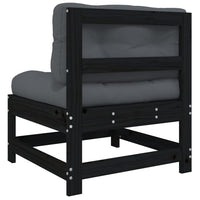 Thumbnail for Mittelsofa mit Kissen Schwarz Massivholz Kiefer