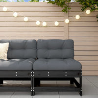 Thumbnail for Mittelsofa mit Kissen Schwarz Massivholz Kiefer