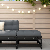Thumbnail for Gartenhocker mit Kissen Schwarz Massivholz Kiefer