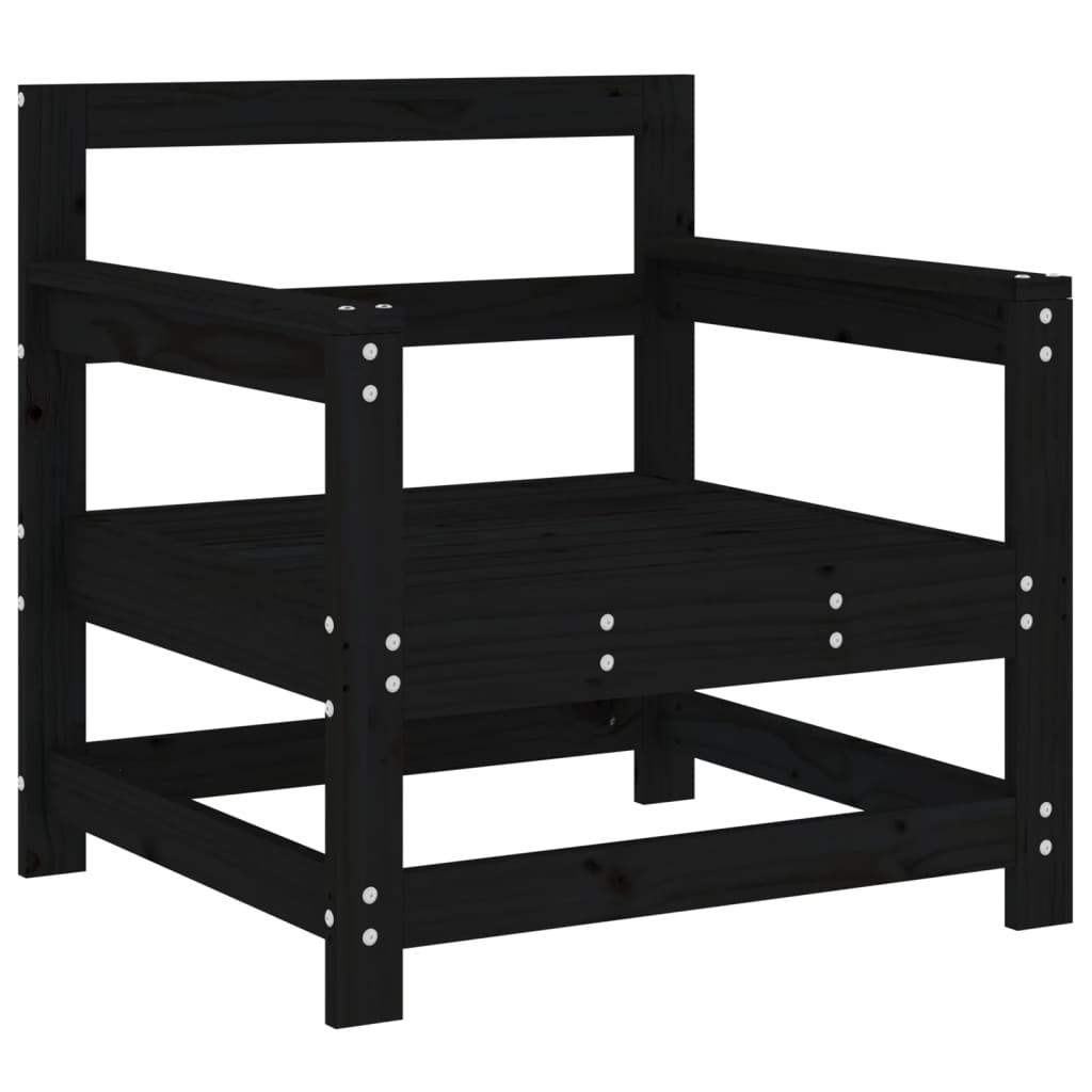 Gartenstühle mit Kissen 2 Stk. Schwarz Massivholz Kiefer