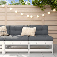 Thumbnail for Mittelsofas mit Kissen 2 Stk. Weiß Massivholz Kiefer