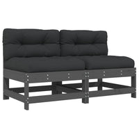Thumbnail for Mittelsofas mit Kissen 2 Stk. Grau Massivholz Kiefer