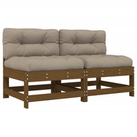 Thumbnail for Mittelsofas mit Kissen 2 Stk. Honigbraun Massivholz Kiefer