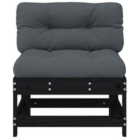 Thumbnail for Mittelsofas mit Kissen 2 Stk. Schwarz Massivholz Kiefer