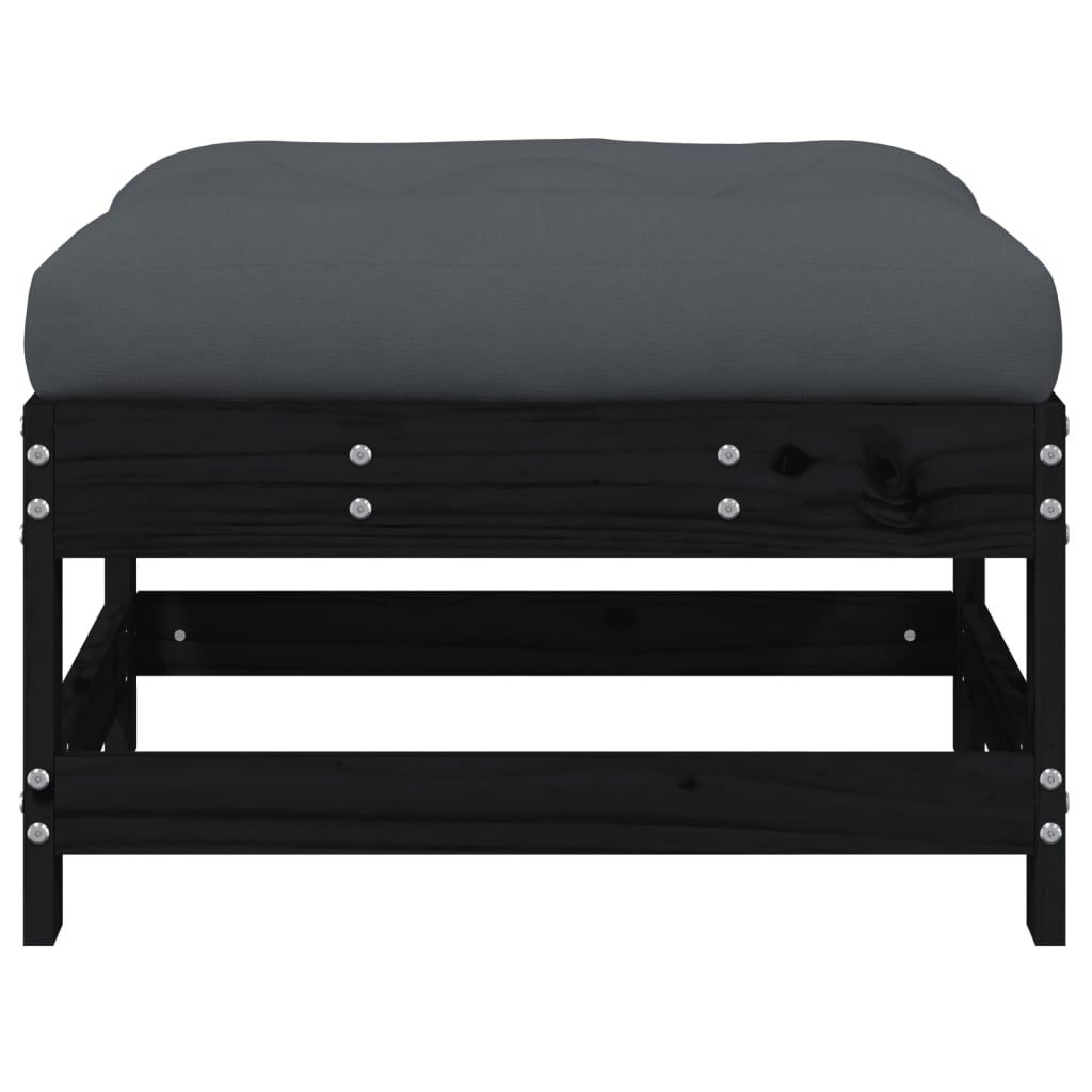 Gartenhocker mit Kissen 2 Stk. Schwarz Massivholz Kiefer