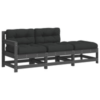 Thumbnail for 3-tlg. Garten-Lounge-Set mit Kissen Grau Massivholz