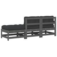 Thumbnail for 3-tlg. Garten-Lounge-Set mit Kissen Grau Massivholz
