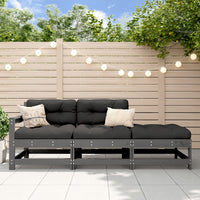 Thumbnail for 3-tlg. Garten-Lounge-Set mit Kissen Grau Massivholz