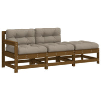 Thumbnail for 3-tlg. Garten-Lounge-Set mit Kissen Honigbraun Massivholz