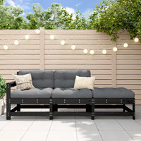Thumbnail for 3-tlg. Garten-Lounge-Set mit Kissen Schwarz Massivholz
