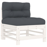 Thumbnail for Mittelsofa mit Kissen Weiß Massivholz Kiefer