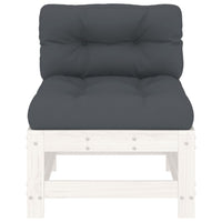 Thumbnail for Mittelsofa mit Kissen Weiß Massivholz Kiefer