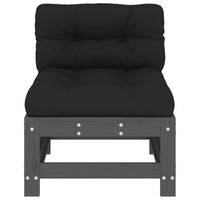 Thumbnail for Mittelsofa mit Kissen Grau Massivholz Kiefer