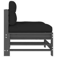 Thumbnail for Mittelsofa mit Kissen Grau Massivholz Kiefer