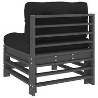 Thumbnail for Mittelsofa mit Kissen Grau Massivholz Kiefer