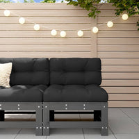 Thumbnail for Mittelsofa mit Kissen Grau Massivholz Kiefer