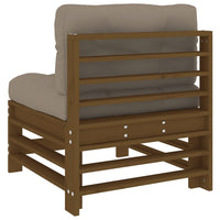 Thumbnail for Mittelsofa mit Kissen Honigbraun Massivholz Kiefer