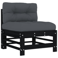 Thumbnail for Mittelsofa mit Kissen Schwarz Massivholz Kiefer