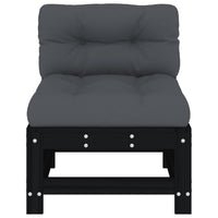 Thumbnail for Mittelsofa mit Kissen Schwarz Massivholz Kiefer