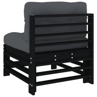Thumbnail for Mittelsofa mit Kissen Schwarz Massivholz Kiefer