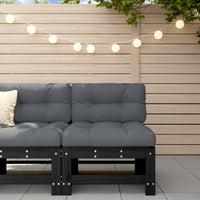 Thumbnail for Mittelsofa mit Kissen Schwarz Massivholz Kiefer