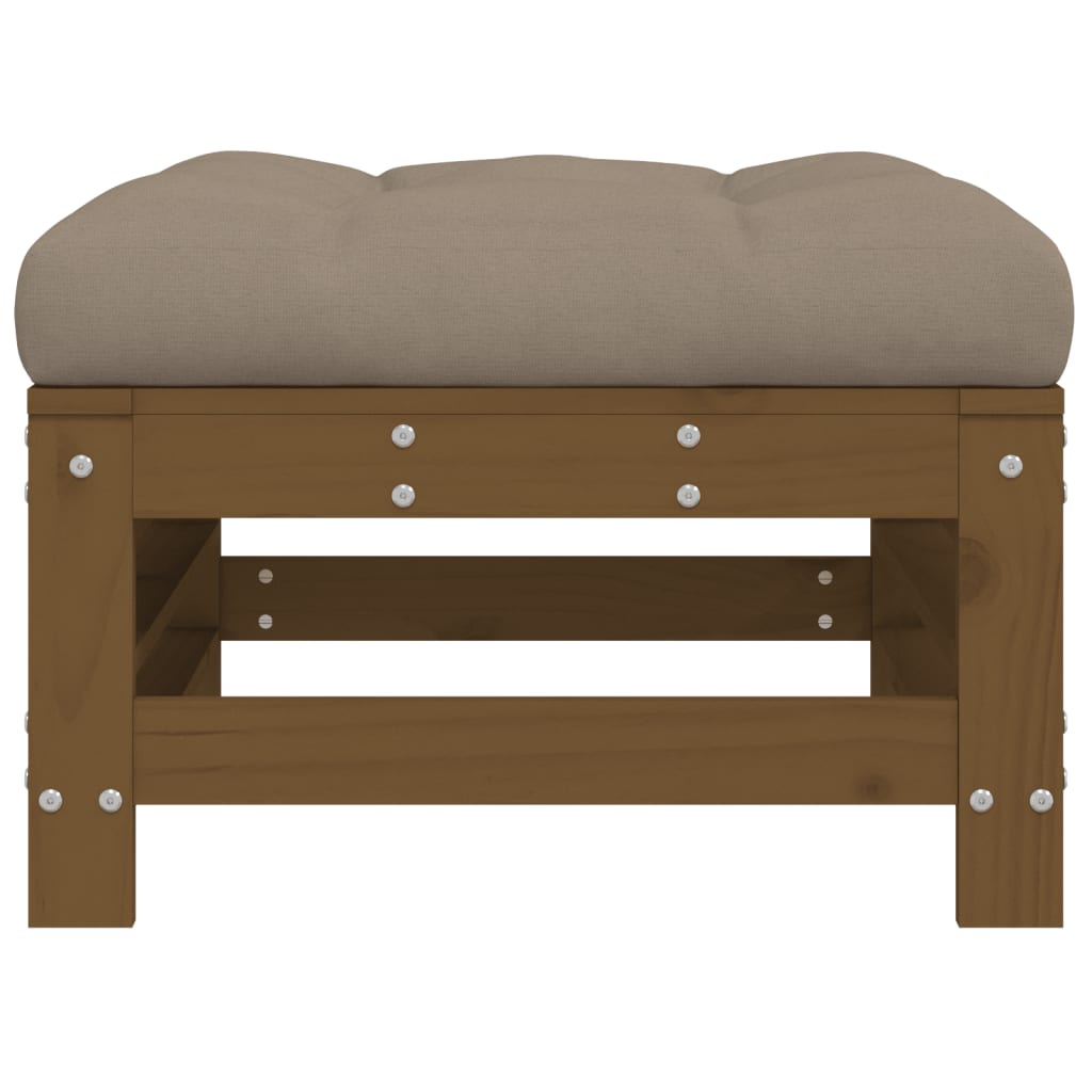 Gartenhocker mit Kissen Honigbraun Massivholz Kiefer