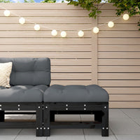 Thumbnail for Gartenhocker mit Kissen Schwarz Massivholz Kiefer