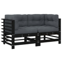 Thumbnail for Ecksofas mit Kissen 2 Stk. Schwarz Massivholz Kiefer