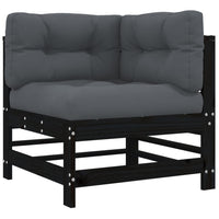 Thumbnail for Ecksofas mit Kissen 2 Stk. Schwarz Massivholz Kiefer