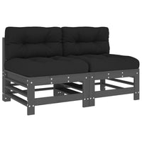 Thumbnail for Mittelsofas mit Kissen 2 Stk. Grau Massivholz Kiefer