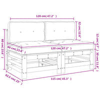 Thumbnail for Mittelsofas mit Kissen 2 Stk. Kiefernholz Imprägniert